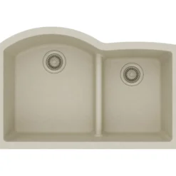 Elkay Classic 33" Quartz Kitchen Sink, 55/45 Double Bowl, Bisque, ELGHU3322RBQ0