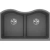 Elkay Classic 33" Quartz Kitchen Sink, 50/50 Double Bowl, Greystone, ELGULB3322GS0
