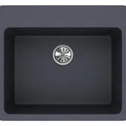 Elkay Classic 25" Quartz Kitchen Sink, Dusk Gray, Pre-scored for up to 5 Faucet Hole, ELG2522GY0