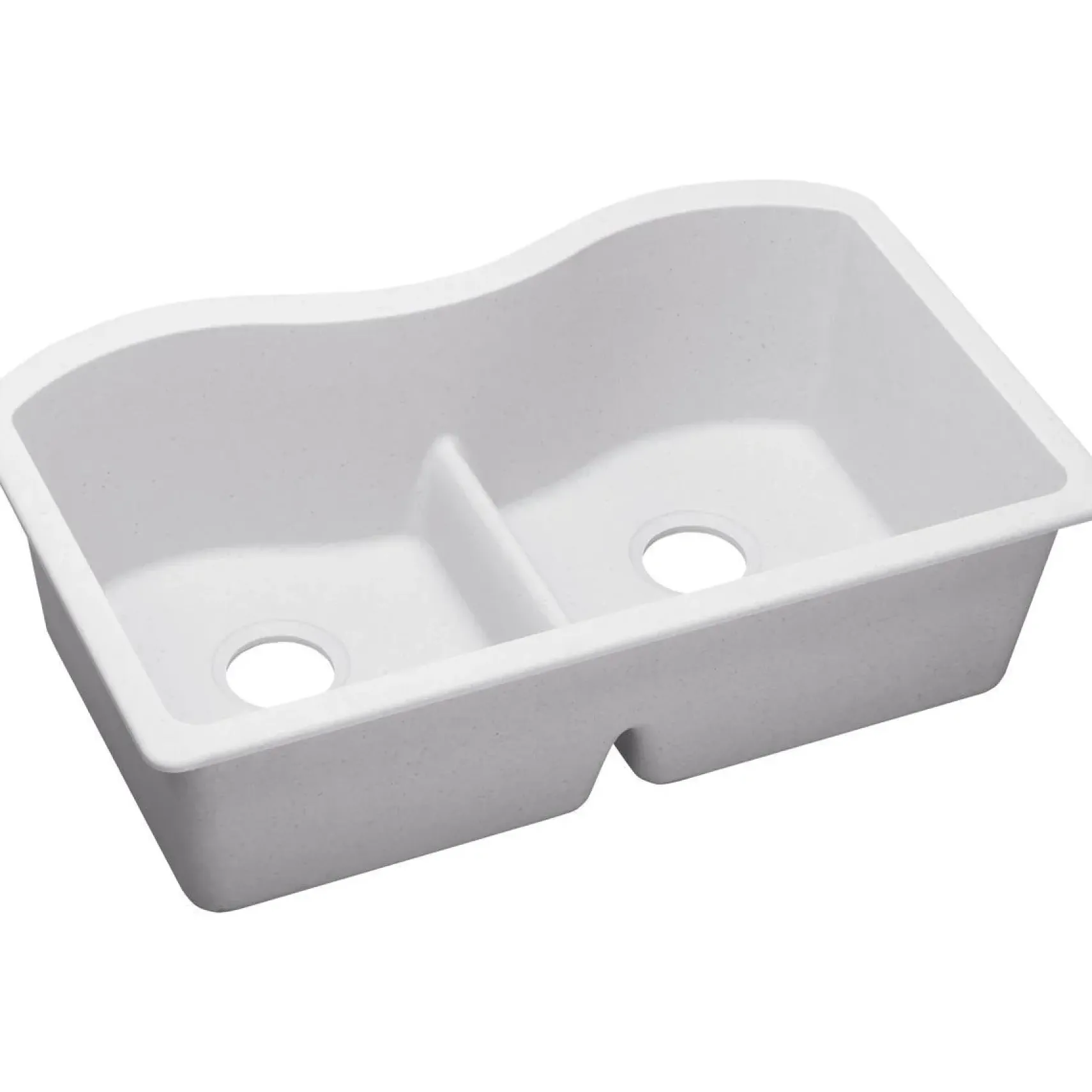 Elkay Classic 33" Quartz Kitchen Sink, 50/50 Double Bowl, White, ELGULB3322WH0