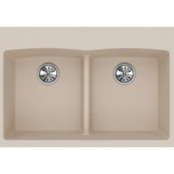 Elkay Classic 33" Quartz Kitchen Sink, 50/50 Double Bowl, Putty, ELGDLB3322PT0