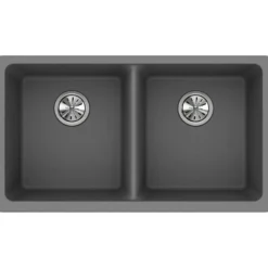 Elkay Classic 33" Quartz Kitchen Sink, 50/50 Double Bowl, Greystone, ELGU3322GS0