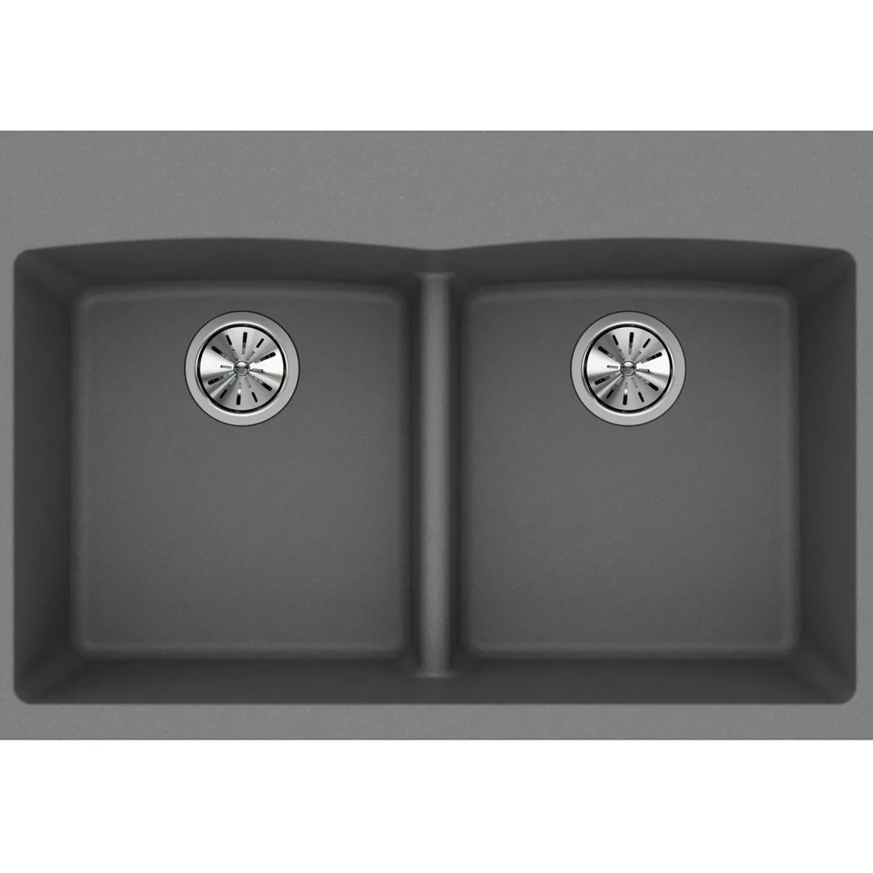 Elkay Classic 33" Quartz Kitchen Sink, 50/50 Double Bowl, Greystone, Pre-scored for up to 5 Faucet Hole, ELGDLB3322GS0