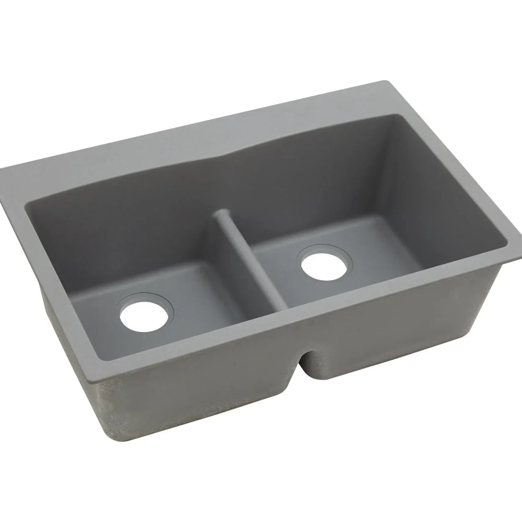 Elkay Classic 33" Quartz Kitchen Sink, 50/50 Double Bowl, Greystone, Pre-scored for up to 5 Faucet Hole, ELGDLB3322GS0