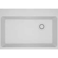 Elkay Classic 33" Quartz Kitchen Sink, White, Pre-scored for up to 7 Faucet Hole, ELG13322WH0