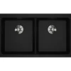 Elkay Classic 33" Quartz Kitchen Sink, 50/50 Double Bowl, Black, ELGUAD3319PDBK0