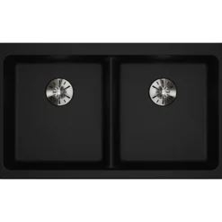 Elkay Classic 33" Quartz Kitchen Sink, 50/50 Double Bowl, Black, ELGUAD3319PDBK0