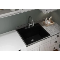 Elkay Classic 25" Quartz Laundry Sink, Black, ELG252212PDBK0