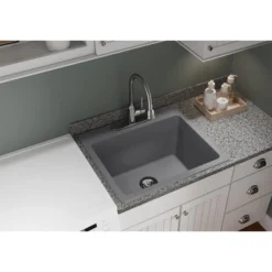 Elkay Classic 25" Quartz Laundry Sink, Greystone, ELG252212PDGS0