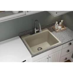 Elkay Classic 25" Quartz Laundry Sink, Bisque, ELG252212PDBQ0