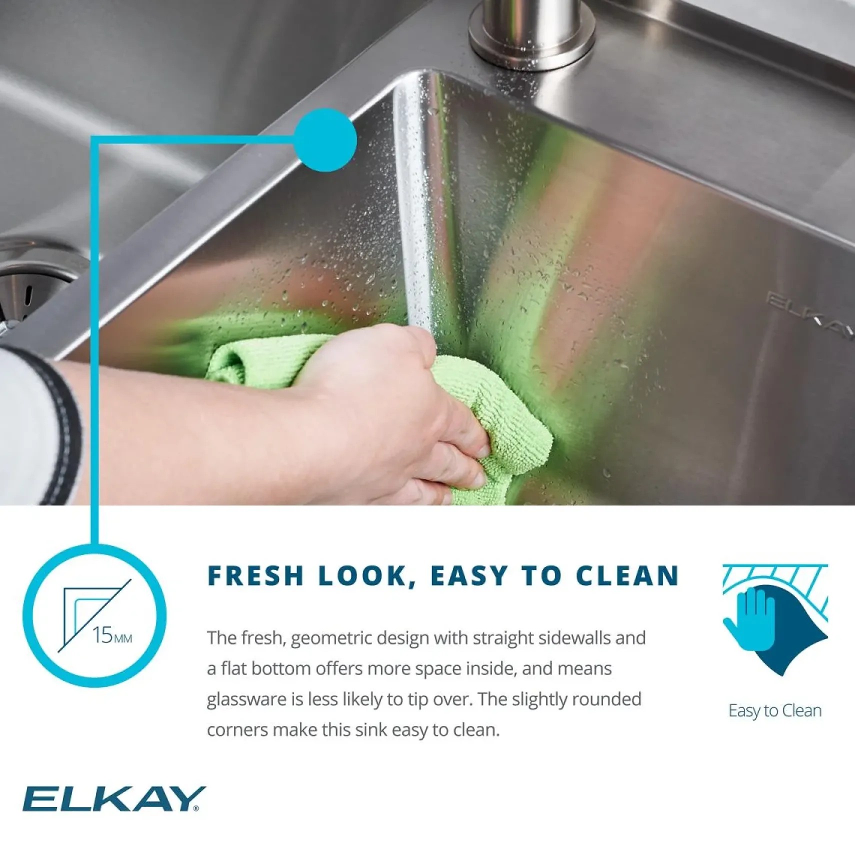 Elkay Crosstown 17" Rectangle Stainless Steel ADA Bar/Prep Sink, Polished Satin, 18 Gauge, ECTRUAD151550