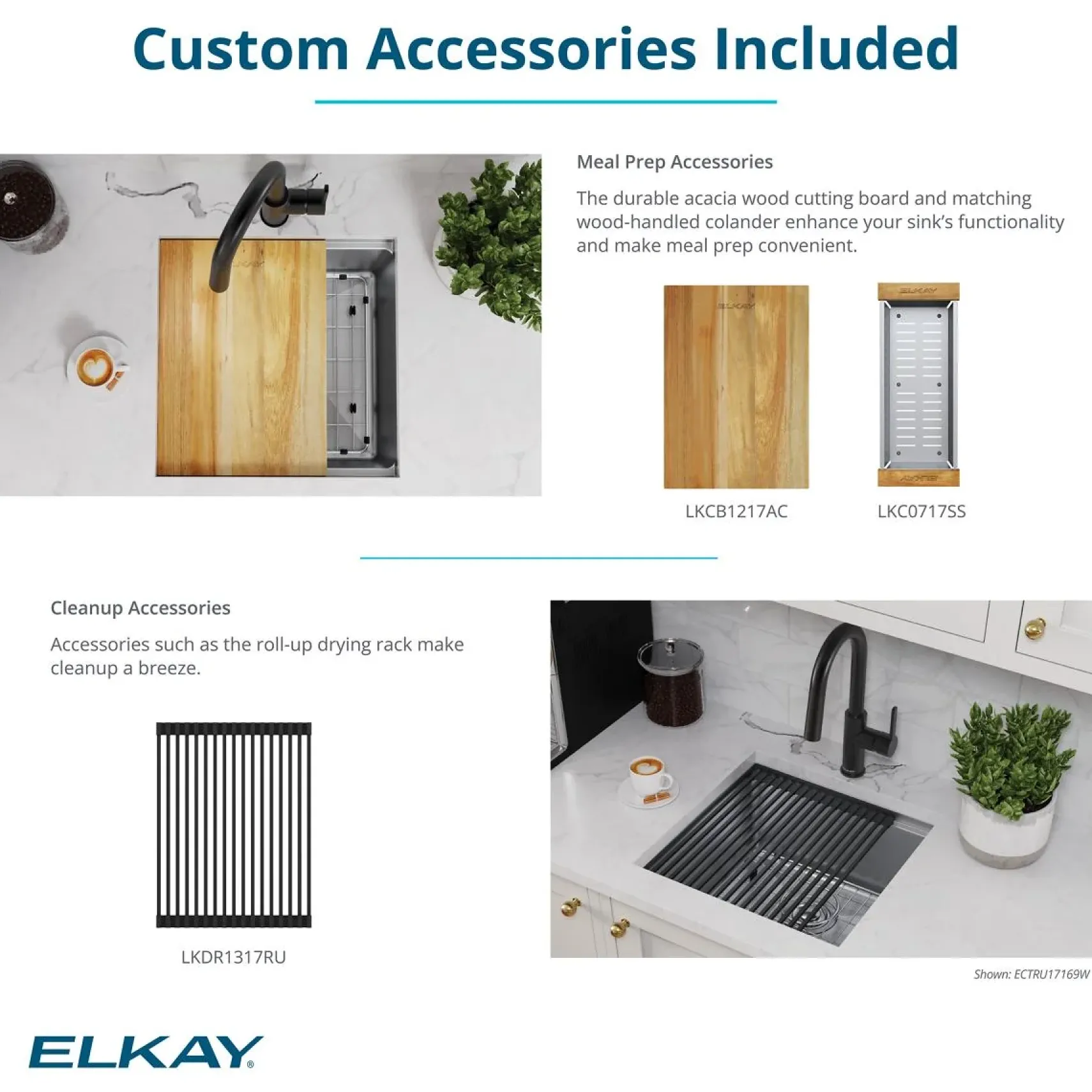 Elkay Crosstown 19" Rectangle Stainless Steel Workstation Bar/Prep Sink with Accessories, Polished Satin, 18 Gauge, ECTRU17169W