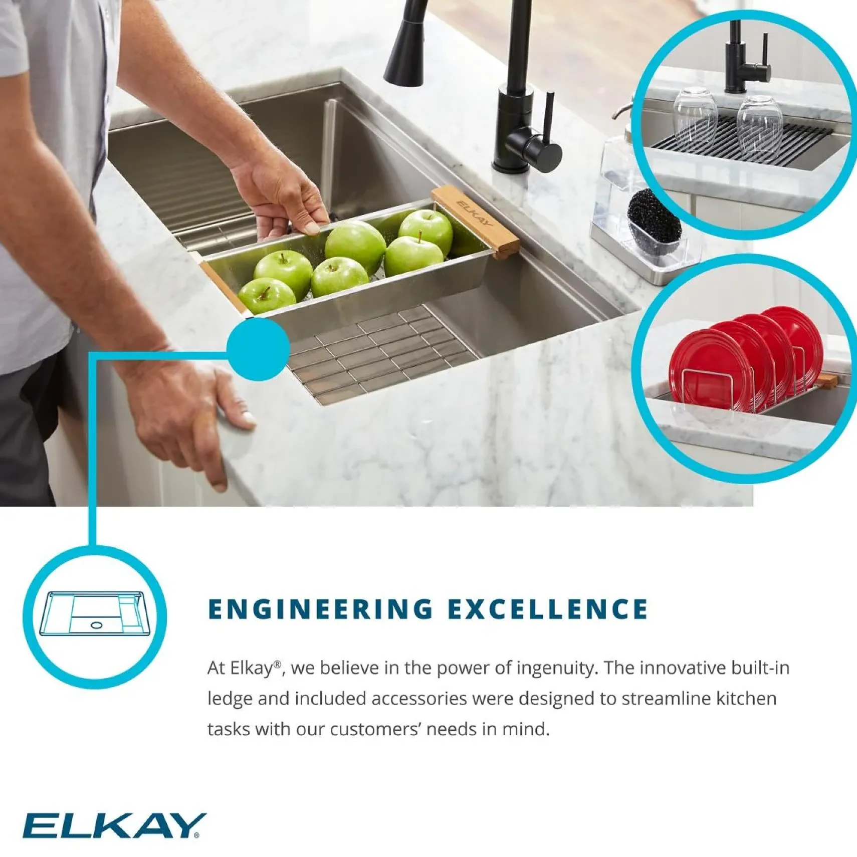 Elkay Crosstown 19" Rectangle Stainless Steel Workstation Bar/Prep Sink with Accessories, Polished Satin, 18 Gauge, ECTRU17169W