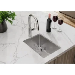 Elkay Crosstown 14" Rectangular Stainless Steel Bar/Prep Sink with Faucet, Polished Satin, 18 Gauge, ECTRU12179TFCBC