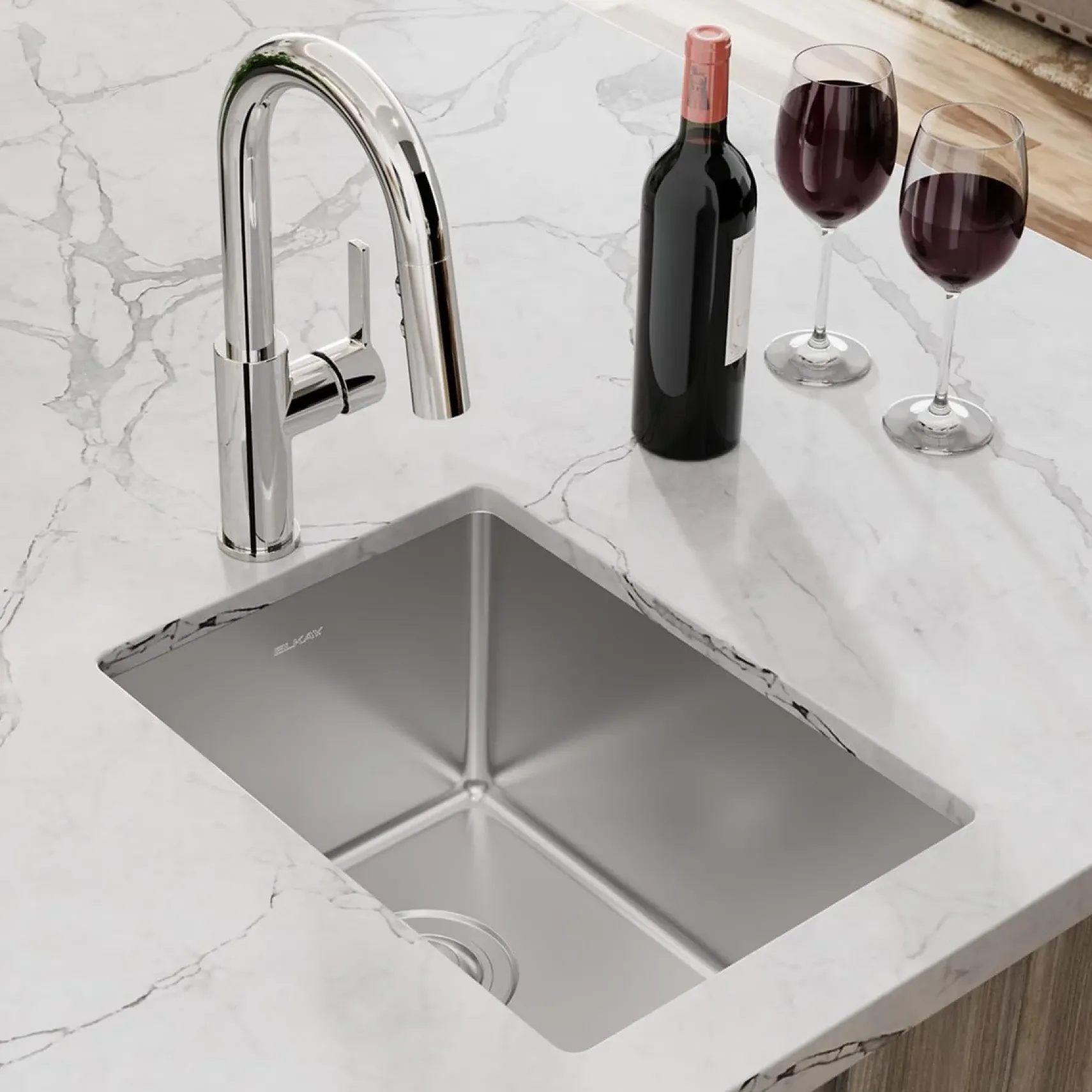 Elkay Crosstown 14" Rectangular Stainless Steel Bar/Prep Sink with Faucet, Polished Satin, 18 Gauge, ECTRU12179TFCC