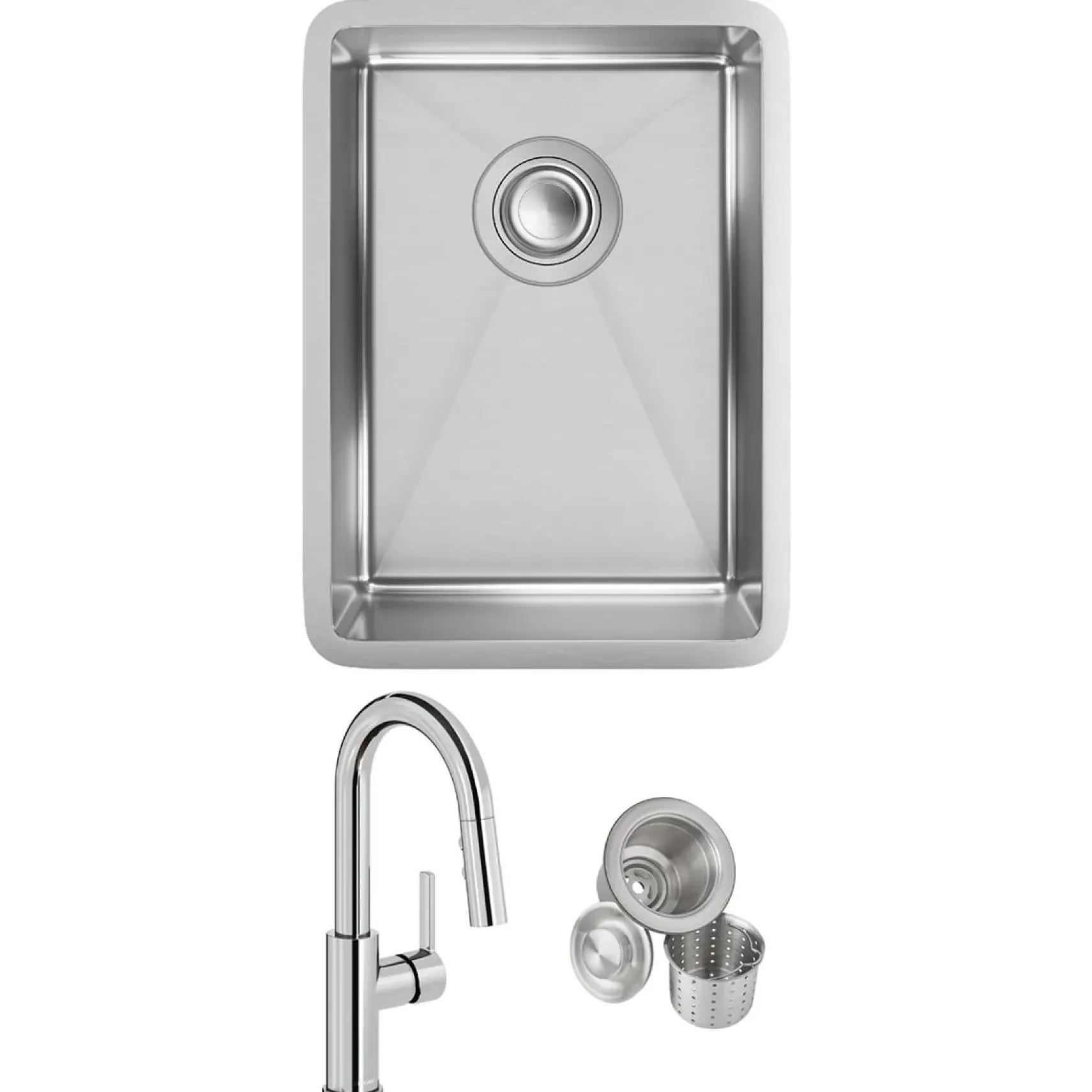 Elkay Crosstown 14" Rectangular Stainless Steel Bar/Prep Sink with Faucet, Polished Satin, 18 Gauge, ECTRU12179TFCC