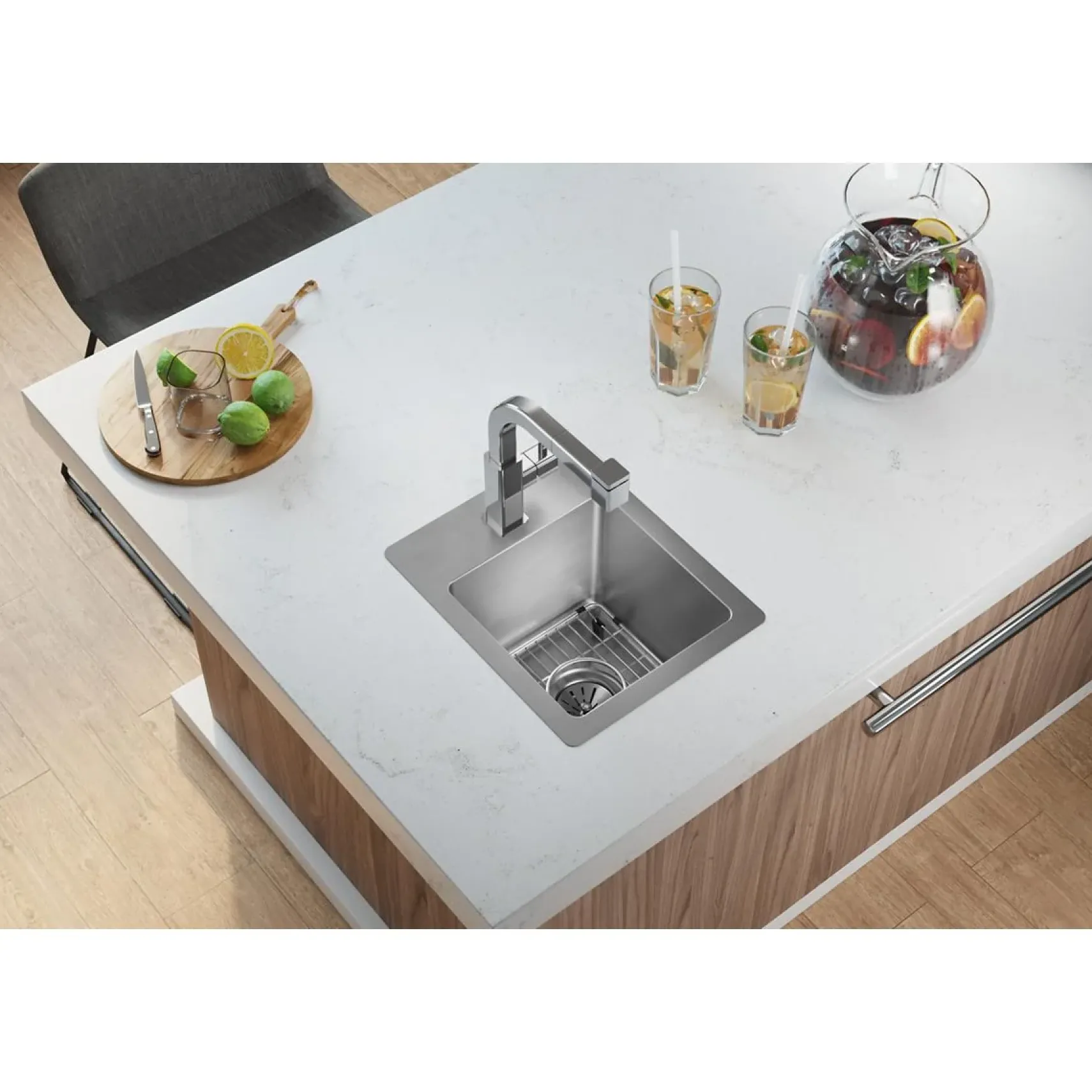 Elkay Crosstown 13" Stainless Steel Bar Sink Kit, Polished Satin, ECTSR13169TBG2