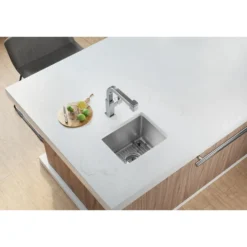 Elkay Crosstown 15" Stainless Steel Bar Sink Kit, Polished Satin, 2 Faucet Holes, ECTSR15159TBG2