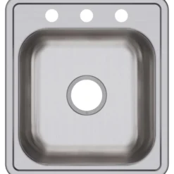 Elkay Dayton 17" Drop In/Topmount Stainless Steel Bar Sink, Single Bowl, Satin, 3 Faucet Hole, D117193