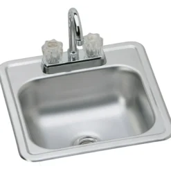Elkay Dayton 15" Stainless Steel Bar Sink Kit, Satin, KP211515C
