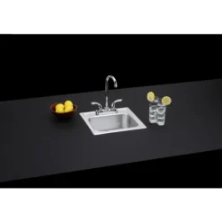 Elkay Dayton 15" Stainless Steel Bar Sink Kit, Elite Satin, 2 Faucet Holes, DSEP1515C