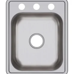 Elkay Dayton 17" Stainless Steel Bar Sink, Satin, 3 Faucet Hole, D117213
