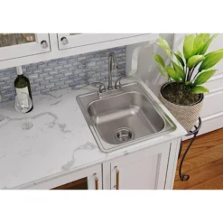 Elkay Dayton 17" Stainless Steel Bar Sink, Satin, 2 Faucet Hole, D117192