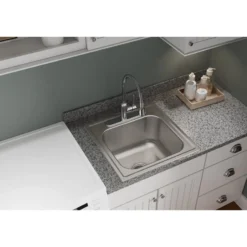 Elkay Dayton 20" Stainless Steel Laundry Sink, Premium Highlighted Satin, OS4 Faucet Hole, DPC1202010OS4