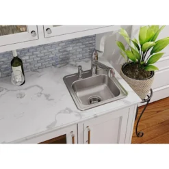 Elkay Dayton 15" Stainless Steel Bar Sink, Satin, 2 Faucet Holes, D115162