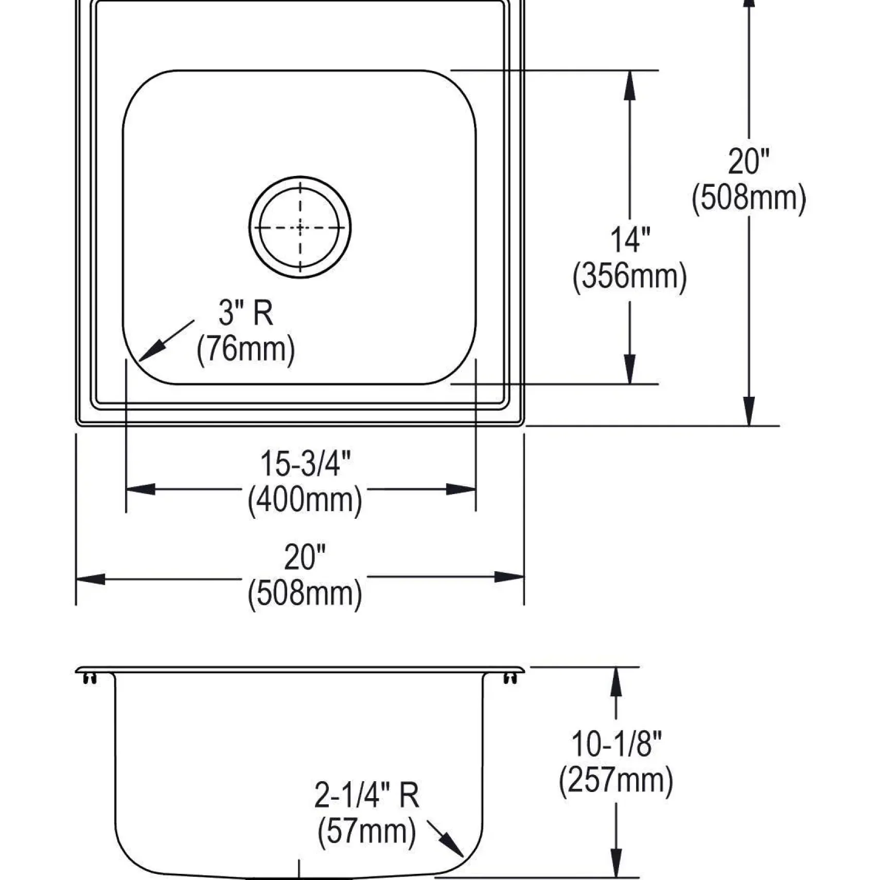 Elkay Dayton 20" Stainless Steel Laundry Sink, Premium Highlighted Satin, 2 Faucet Hole, DPC12020102