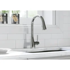 Elkay Forward Only Lever Handle Pull-down Spray Spout Brass ADA Kitchen Faucet, Chrome, LKGT4083CR