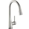 Elkay Forward Only Lever Handle Pull-down Spray Spout Brass ADA Kitchen Faucet, Lustrous Steel, LKGT4083LS