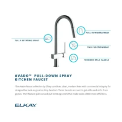 Elkay LKAV1031CR Avado Single Hole Kitchen Faucet with Pull-down Spray and Lever Handle Chrome