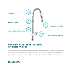 Elkay LKAV2031NK Avado Single Hole Kitchen Faucet with Semi-professional Spout and Lever Handle Brushed Nickel