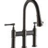Elkay LKEC2037AS Explore Three Hole Bridge Faucet with Pull-down Spray and Lever Handles Antique Steel