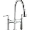 Elkay LKEC2037CR Explore Three Hole Bridge Faucet with Pull-down Spray and Lever Handles Chrome