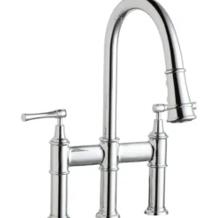Elkay LKEC2037CR Explore Three Hole Bridge Faucet with Pull-down Spray and Lever Handles Chrome