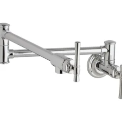 Elkay LKEC2091CR Explore Wall Mount Single Hole Pot Filler Kitchen Faucet with Lever Handles Chrome