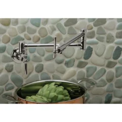 Elkay LKEC2091CR Explore Wall Mount Single Hole Pot Filler Kitchen Faucet with Lever Handles Chrome