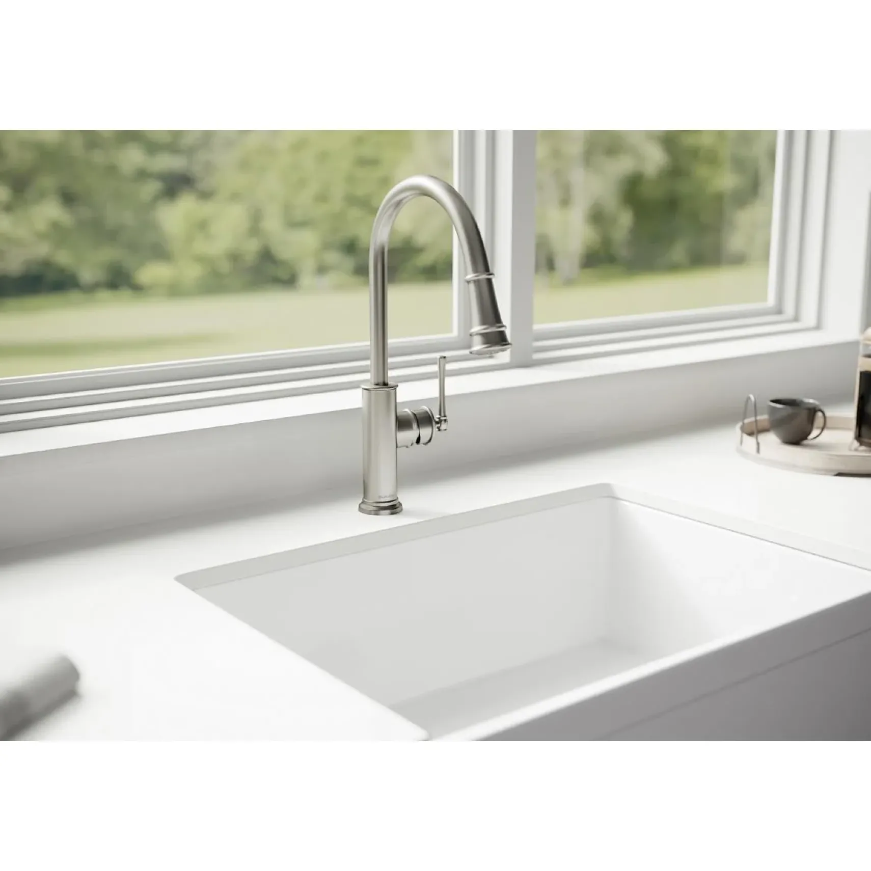 Elkay LKEC2031LS Explore Single Hole Kitchen Faucet with Pull-down Spray and Forward Only Lever Handle Lustrous Steel