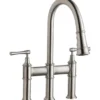Elkay LKEC2037LS Explore Three Hole Bridge Faucet with Pull-down Spray and Lever Handles Lustrous Steel