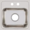 Elkay Lustertone 15" Stainless Steel Bar Sink, Lustrous Satin, 2 Faucet Holes, BLR15162