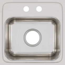 Elkay Lustertone 15" Stainless Steel Bar Sink, Lustrous Satin, 2 Faucet Holes, BLR15162