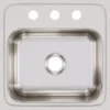 Elkay Lustertone 15" Stainless Steel Bar Sink, Lustrous Satin, 3 Faucet Holes, BLR15603