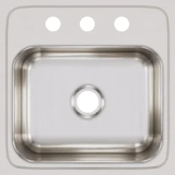 Elkay Lustertone 15" Stainless Steel Bar Sink, Lustrous Satin, 3 Faucet Holes, BLR15603