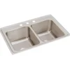 Elkay Lustertone 33" Stainless Steel Kitchen Sink, 50/50 Double Bowl, 18 Gauge, Lustrous Satin, 3 Faucet Hole, DLR3322123
