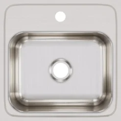Elkay Lustertone 15" Stainless Steel Bar Sink, Lustrous Satin, 1 Faucet Hole, BLR15601