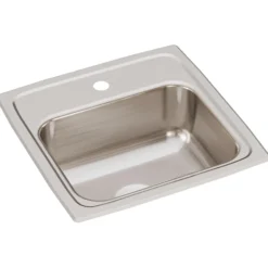 Elkay Lustertone 15" Stainless Steel Bar Sink, Lustrous Satin, 1 Faucet Hole, BLR15601