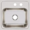 Elkay Lustertone 15" Stainless Steel Bar Sink, Lustrous Satin, 2 Faucet Holes, BLR15MR2