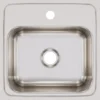 Elkay Lustertone 15" Stainless Steel Bar Sink, Lustrous Satin, 1 Faucet Hole, BLR151